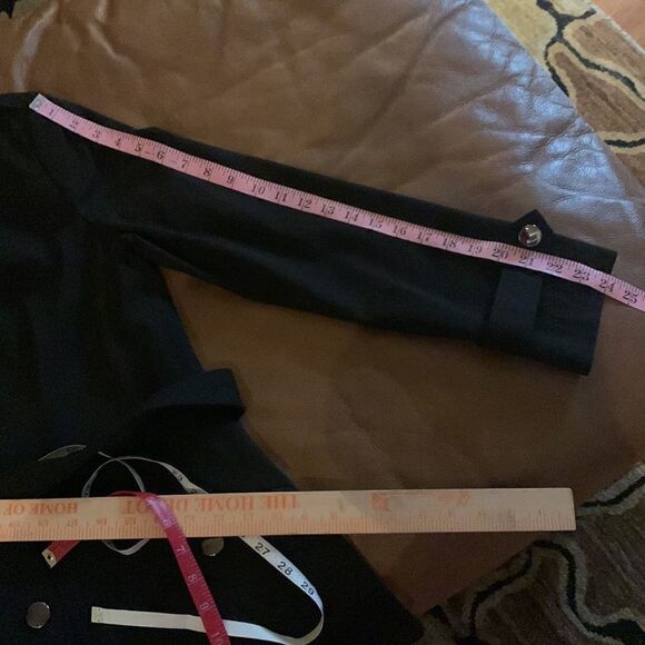 Worthington Works Stretch Separates Size 8 Silver Button Front Black Trench Coat - Picture 15 of 15